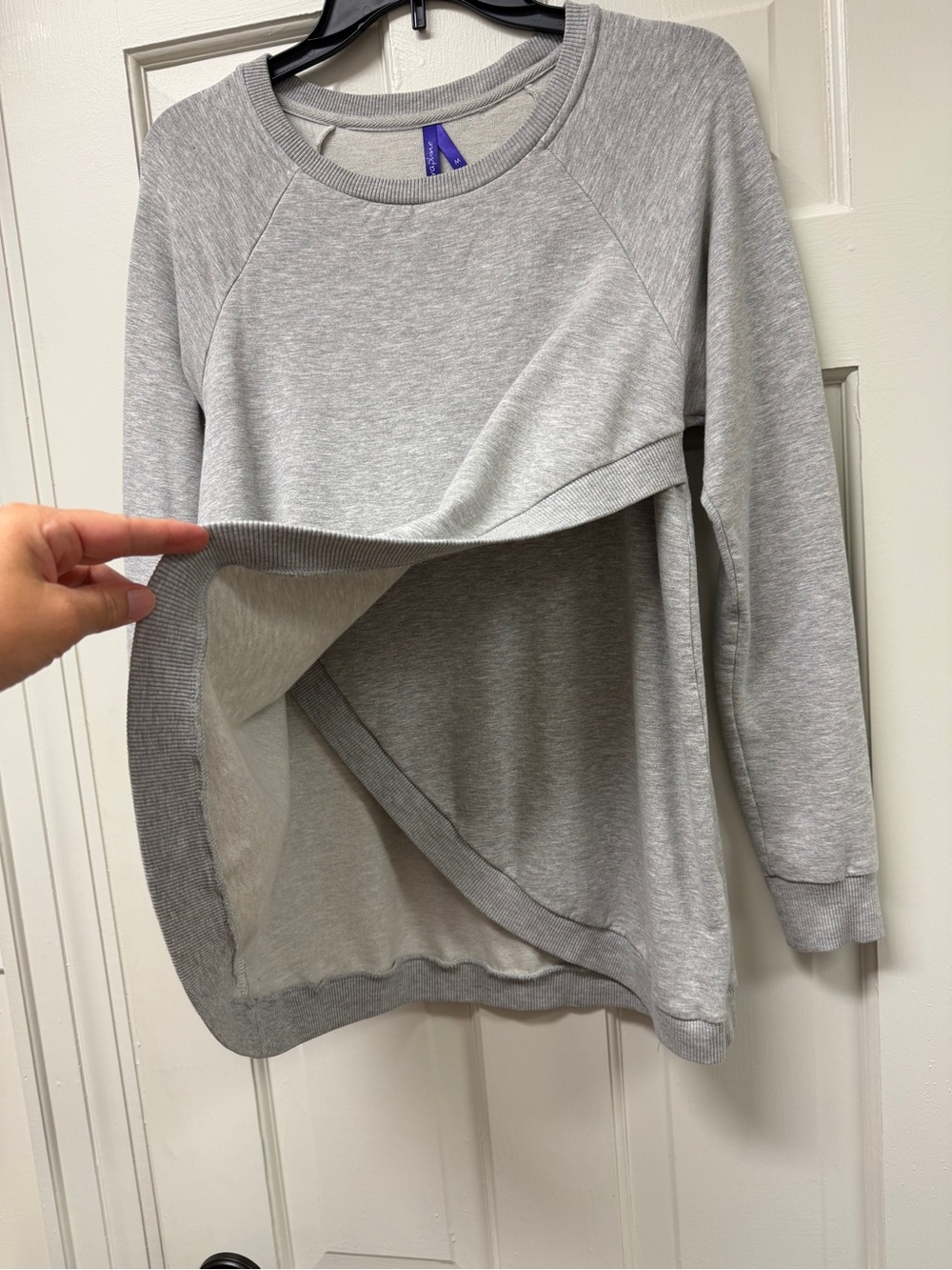 Seraphine Maternity & Nursing Crossover Sweatshirt in Grey Marl, size M. - Picture 3 of 7